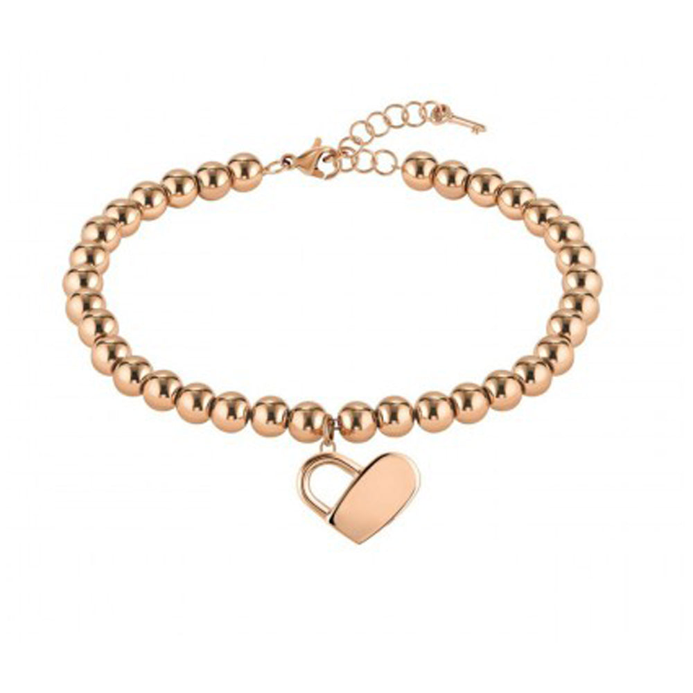 Rose Gold Beaded Heart Chain Bracelets