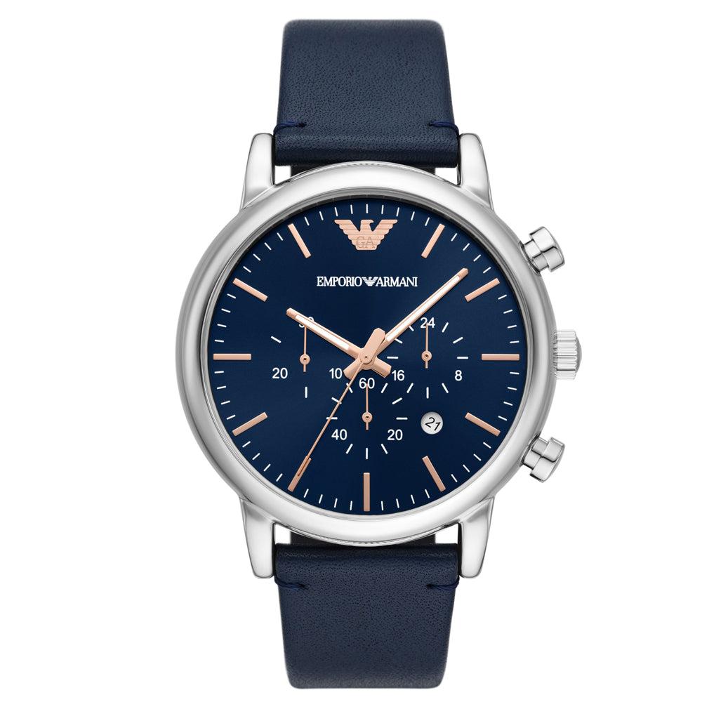 Emporio armani shop blue dial watch