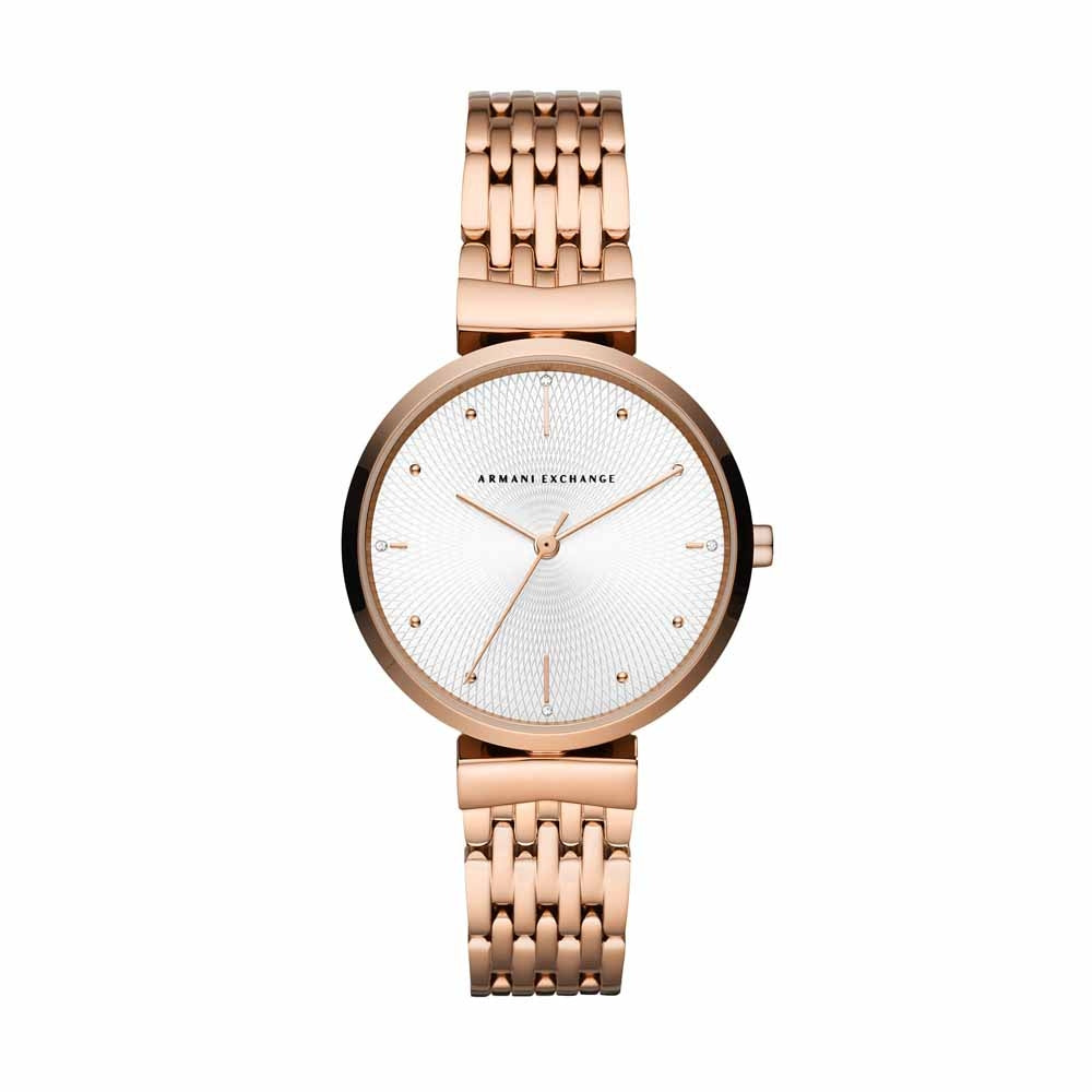 Armani exchange rose gold ladies watch best sale