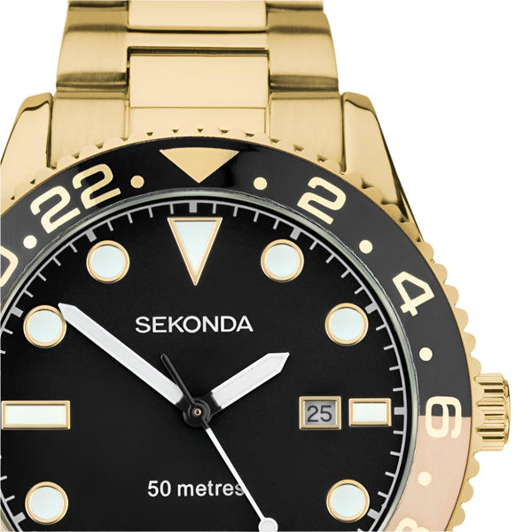 Mens Gold Plated Sekonda Ocean Watch 30198