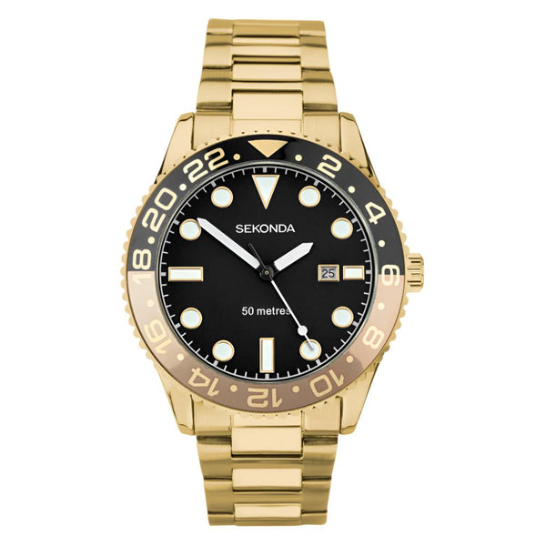 Mens Gold Plated Sekonda Ocean Watch 30198